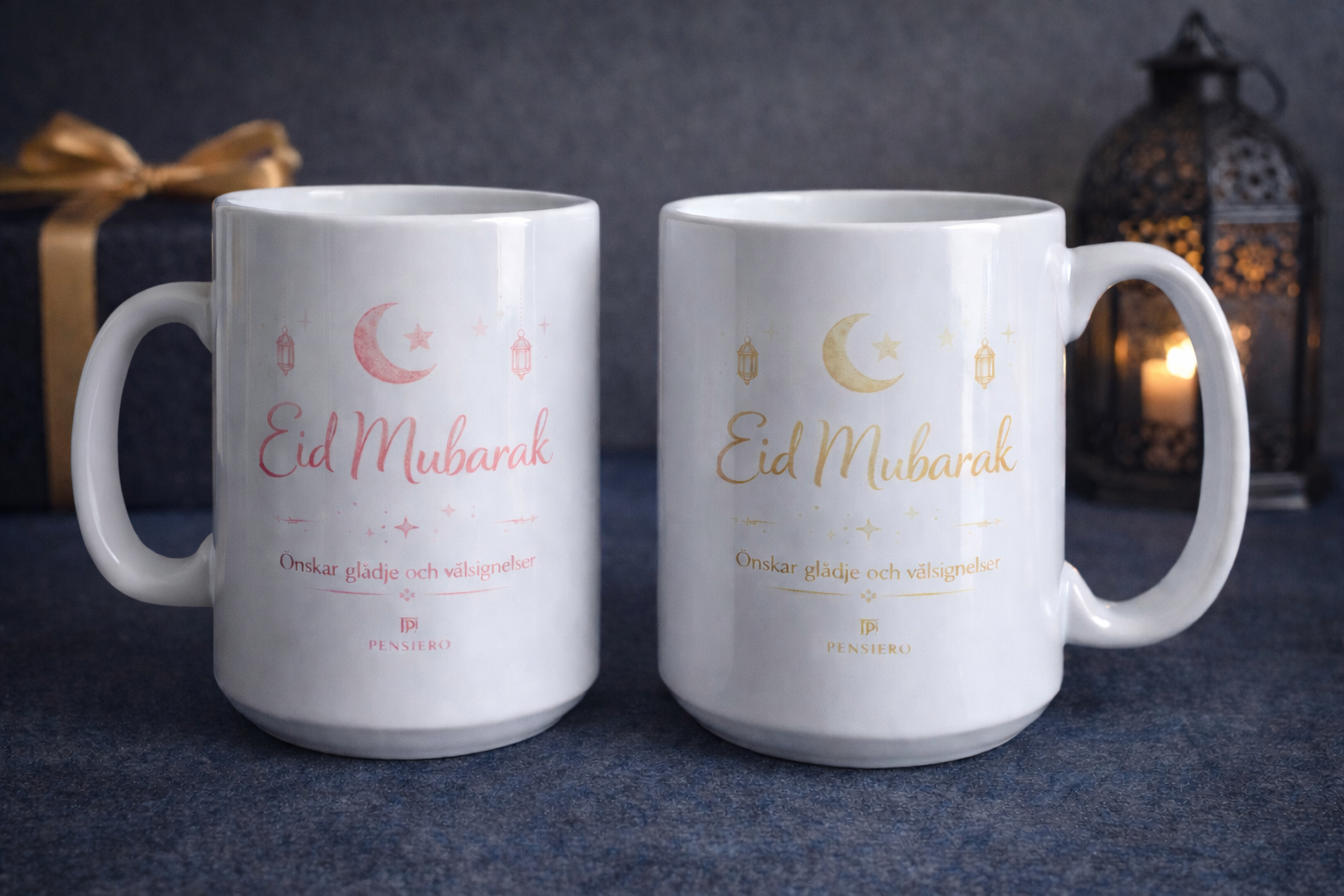 Eid Mubarak Mugg – Presentset i Rosa & Guld med Presentbox