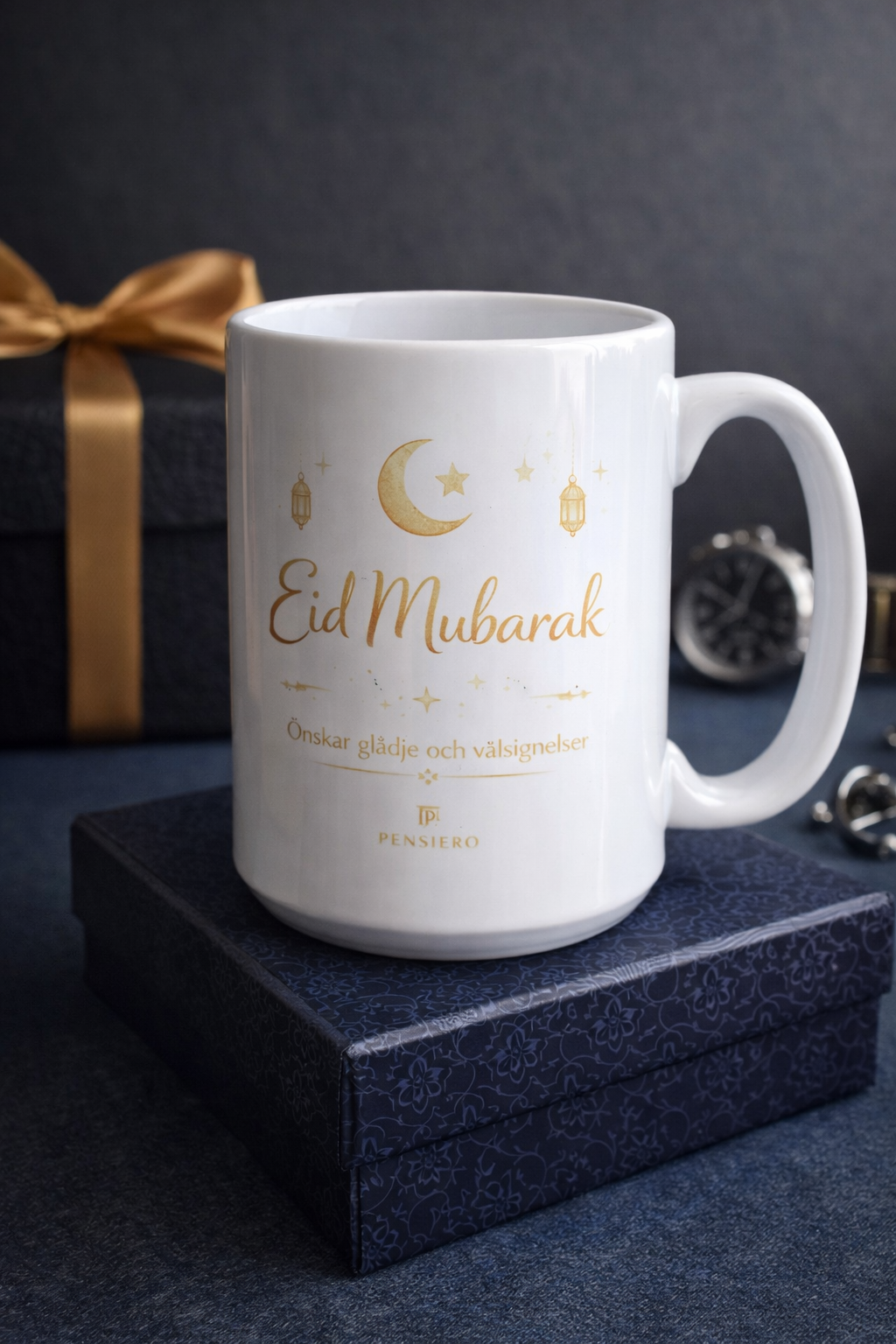 Eid Mubarak Mugg – Presentset i Rosa & Guld med Presentbox