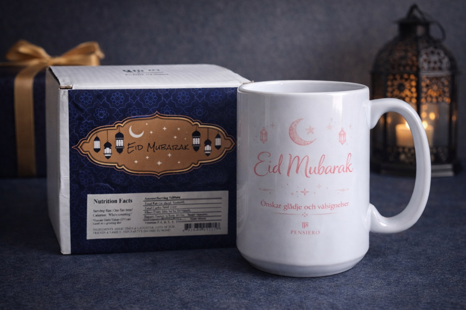 Eid Mubarak Mugg – Presentset i Rosa & Guld med Presentbox